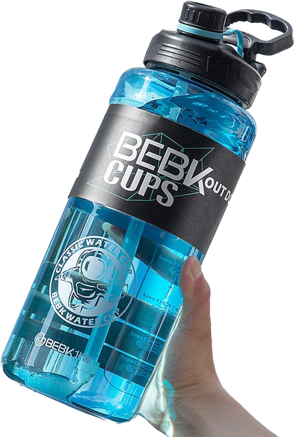 ShipFayda Sports Water Bottle, 1500ml, Plastic, with Lid, Carry Handle, Large, for Gym, Fishing, Camping, Outdoor Sports (1)