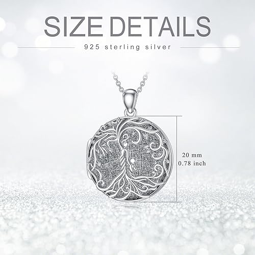 Miniatura 3 de TOUPOP Collar con medallón de árbol de la vida para madre y 1 niño2 niños3 niños4 niños5 niños, collar de medallón de plata de ley para fotos de