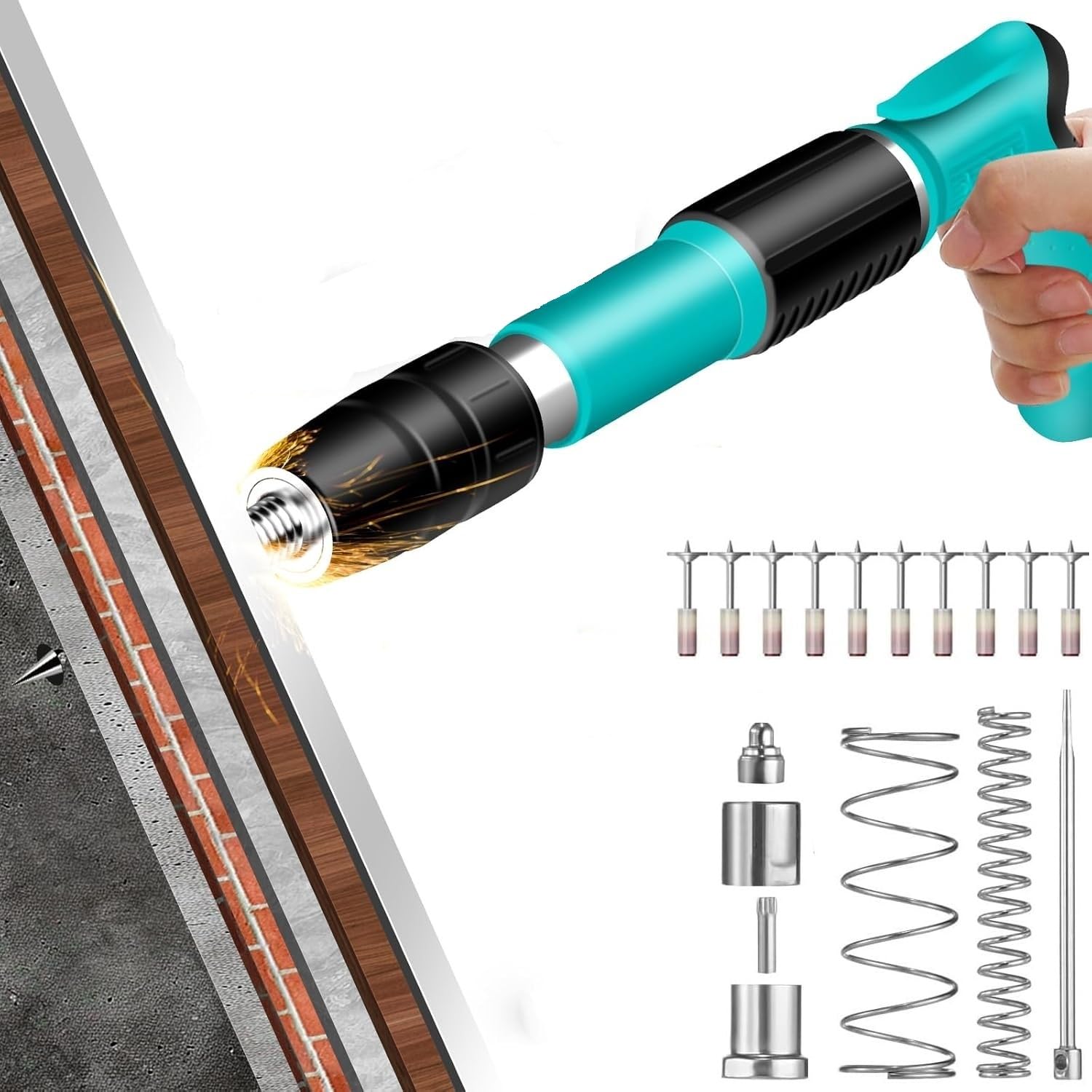 DPCR Manual Steel Nail Gun Tool|| Nail Wall Fixing Tool|| Household Woodworking Accessorie|| Portable Mini Nail Shooting Machine||Concrete Nail Gun With 15 Nail.