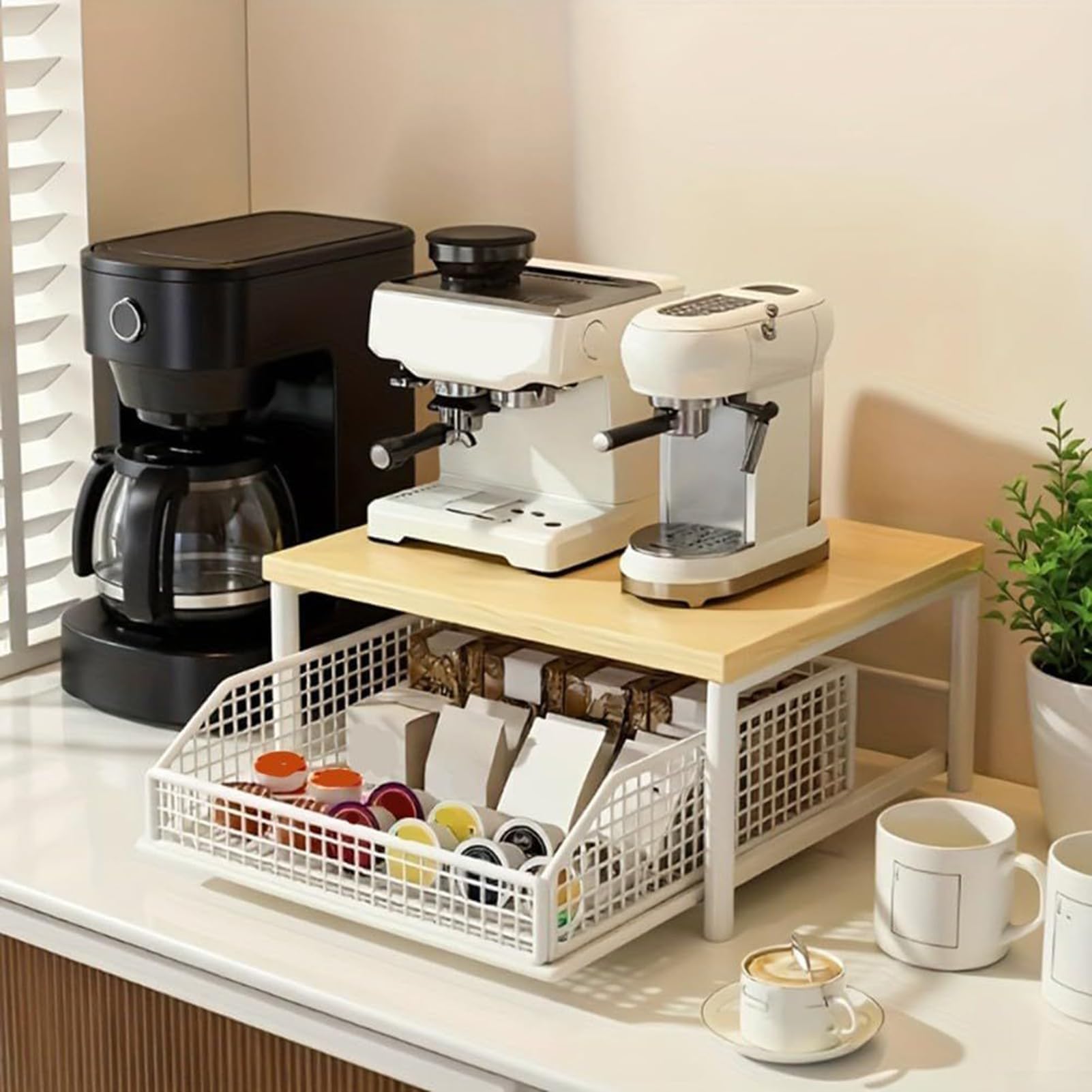 Scaffale Sto a 2 ripiani, multifunzione, per casa, ufficio, bagno e appartamento, per cucina, soggiorno e Worpace