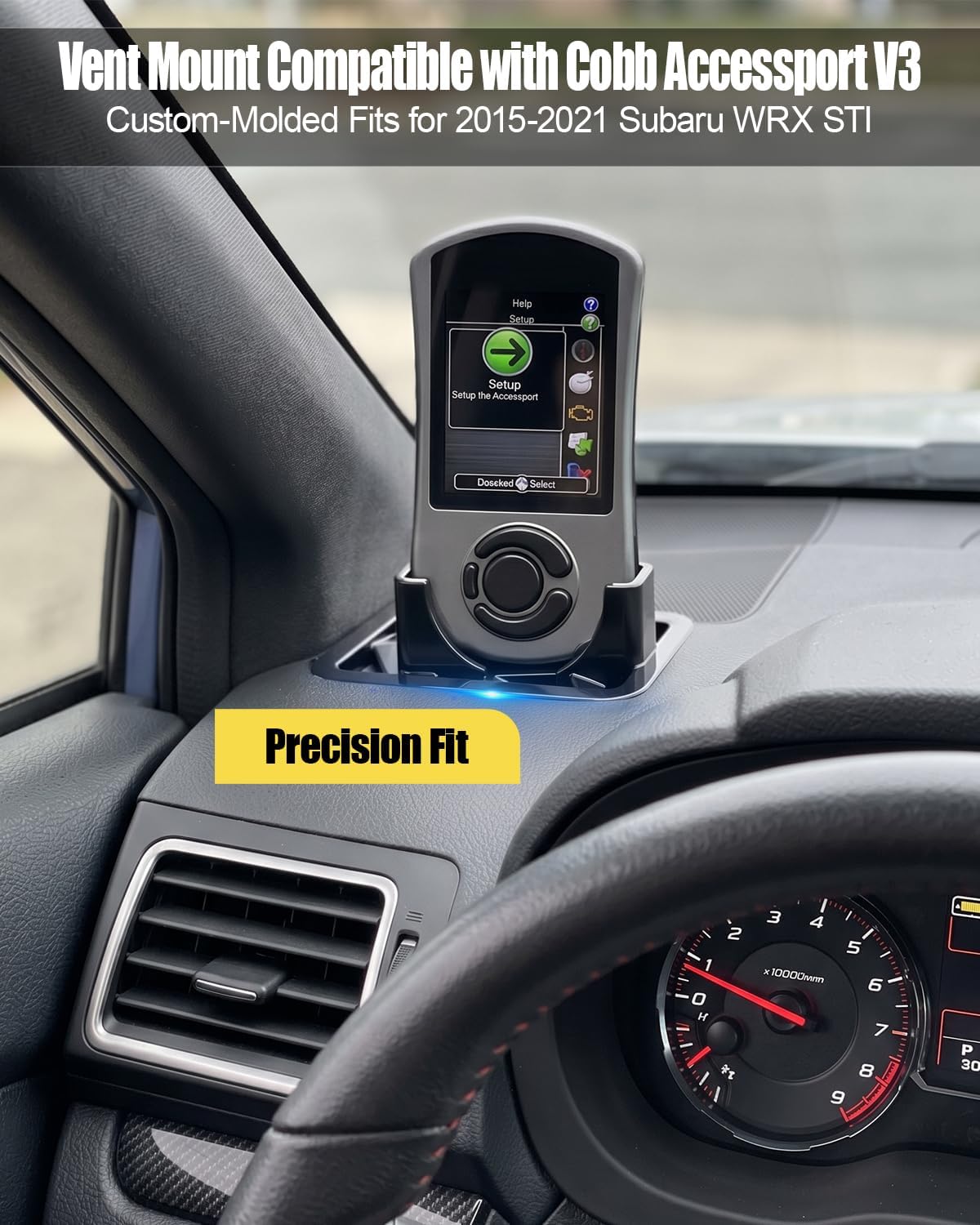 Vent Mount Compatible with Cobb Accessport V3 Fits for 2015-2021 Subaru WRX STI, Vent Dock Mounting Base with Cable Management, Secure Fit Performance Gauge Holder on Track or Daily Drive