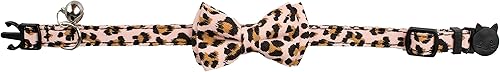 Miniatura 4 de Collar de gato rosa con pajarita de campana de seguridad Breakaway Kitten Pet 7-11in Dot Floral Leopard Food Leopard-Pink