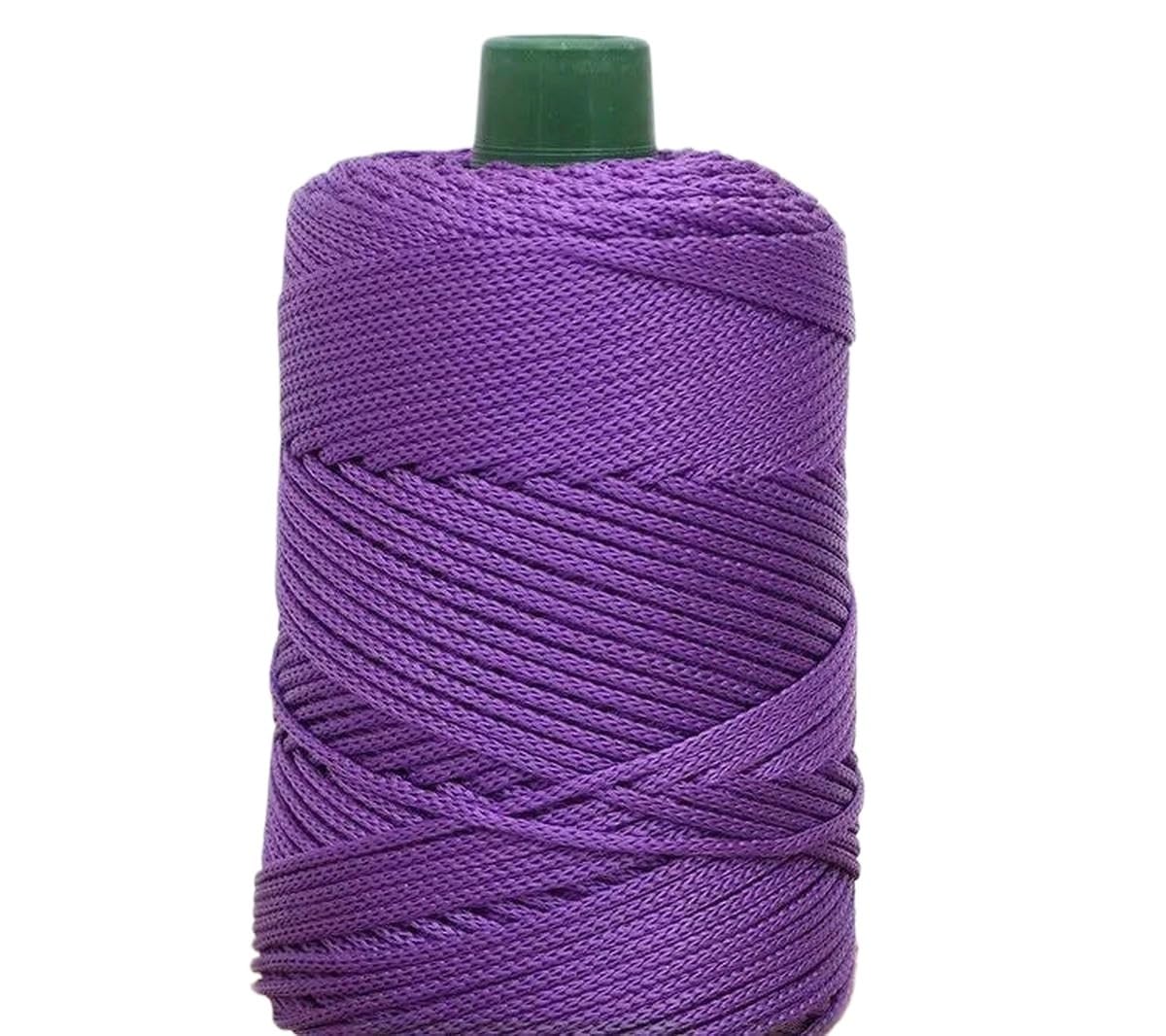 Macrame Rope Twisted String,3mm Thick Ice Silk Yarn Shiny Crochet Thread DIY Hand Knitting For Summer Hat Slipper Bag Making(Purple)