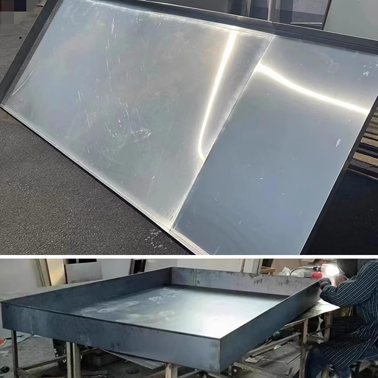 304 Stainless Steel AC Drain Pan with 2m Hose - Heavy Duty Drip Tray for Air Conditioner, Washing Machine, Flower Pots, Garage - Leak Prevention (60x110cm)