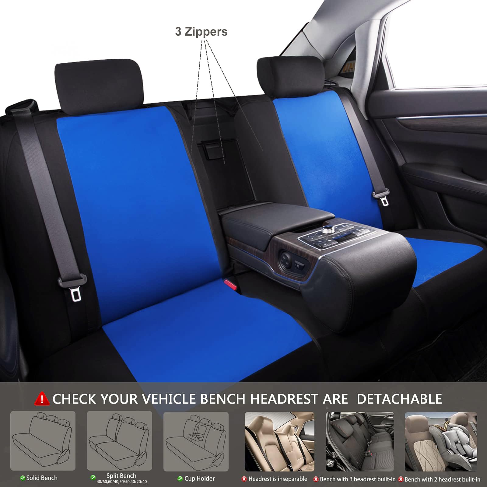 Fundas Asientos Coche Universales para Jeep Renegade Desert Hawk(BU)/Frostbite(BU)/Latitude(BU), Impermeables Antideslizantes, Funda Asiento Coche Protector Interior Accesorios,C Blue