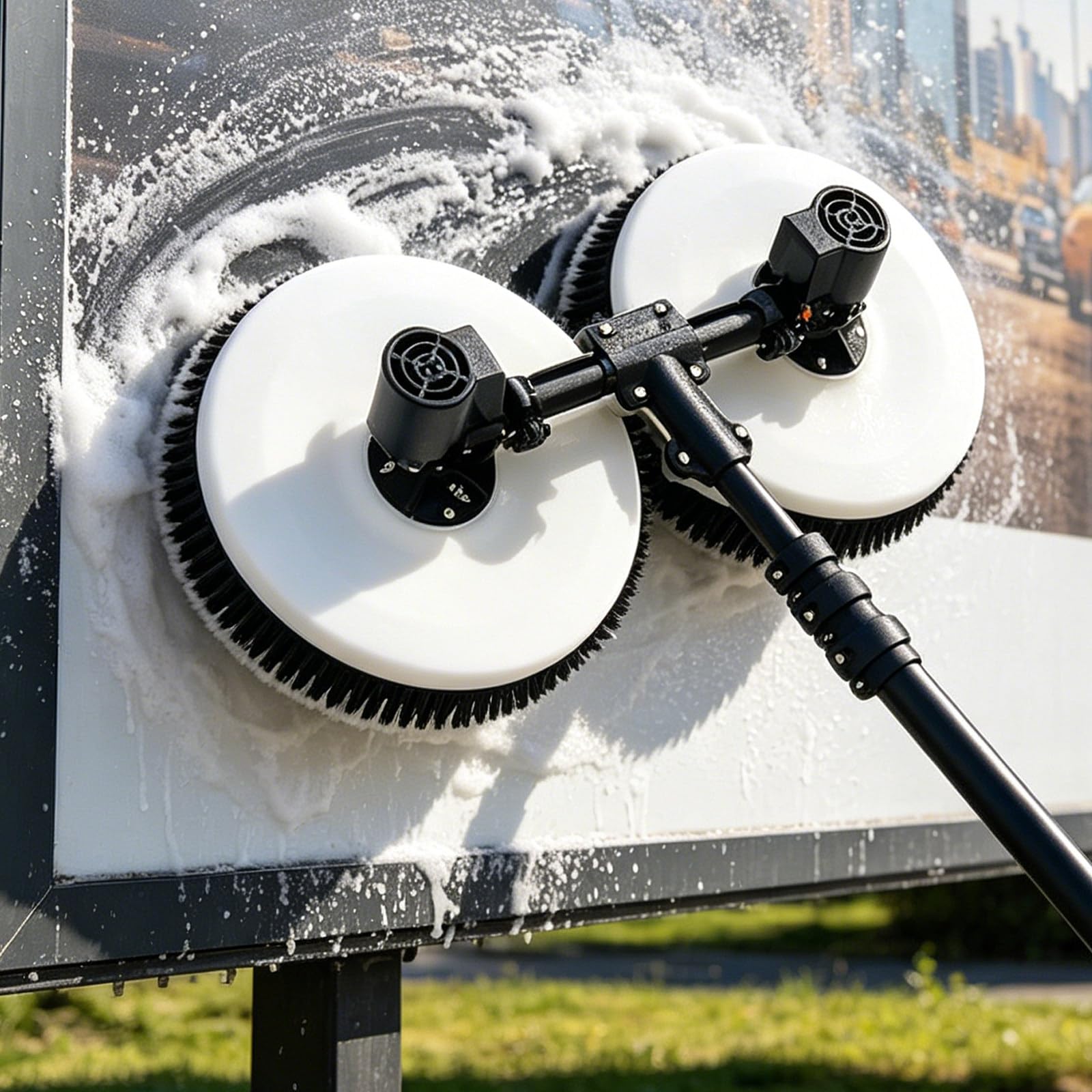 HADECOLL Brushless Solar Panel Cleaner, Telescopic Water Fed Pole, Dual-Head Washing Kit, 65Cm Width, For Large Power Plants 7.5M/24.6Ft,Size_Name-5.5M/18Ft(Dualuse)