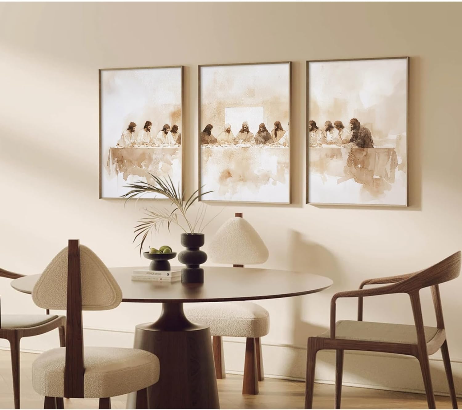 Baccone Jesus Wall Art Set of 3 Last Supper Wall Decor Christian Canvas Wall Art Religious Pictures Bible Renaissance Painting Leonardo Da Vinci Poster for Dining Room Living Room 24x36 Inch Unframed