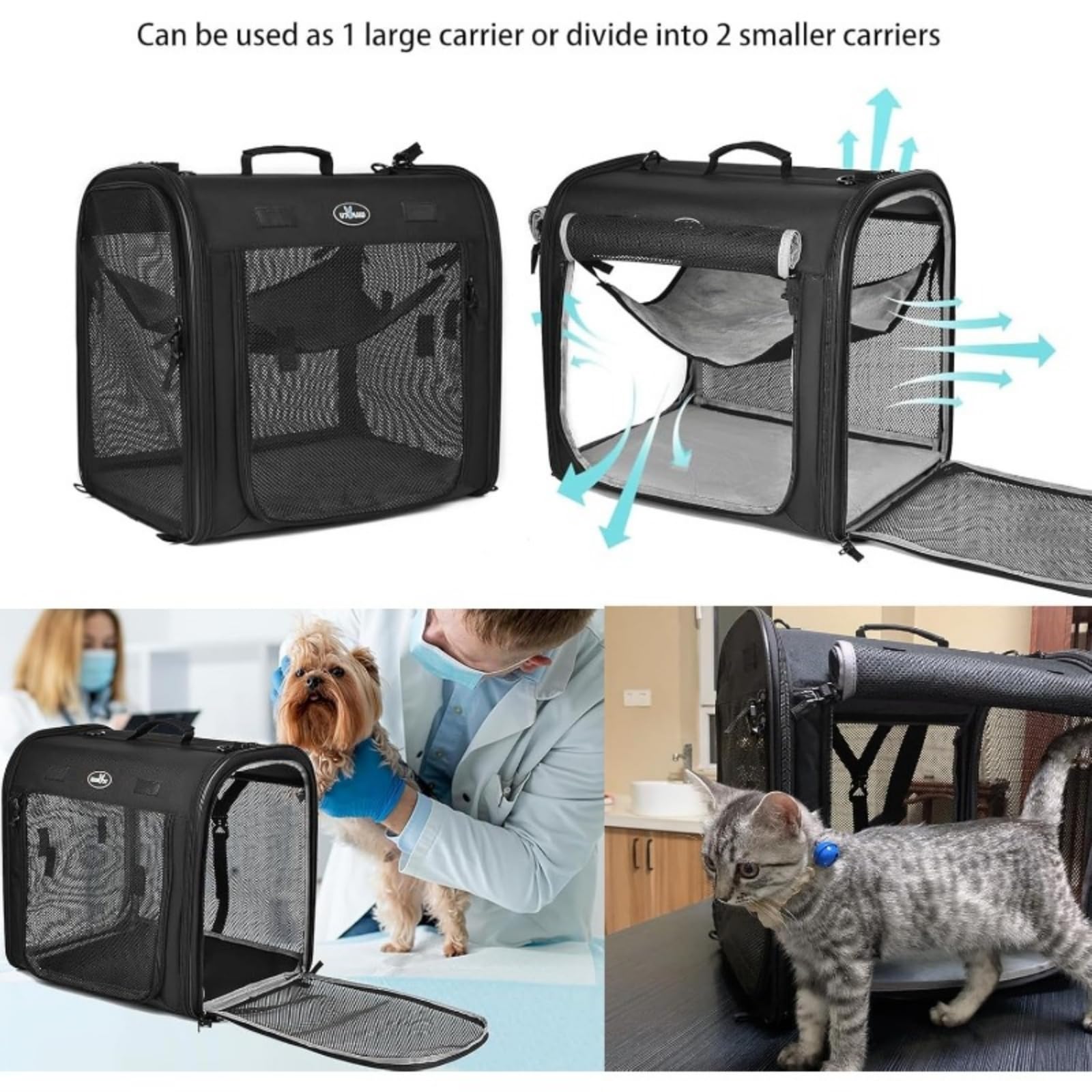 Borsa Viaggio Animali Scatola di Trasporto Pieghevole per Gatti E Cani Due in Uno Trasportatore Domestici, Doppia Portatile Domestici Viaggi Auto-c70 2 0