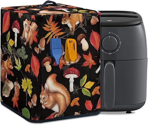 Gomyblomy Squirrels & Mushrooms - Funda para olla a presión, diseño de Acción de Gracias, funda decorativa vertical para cafetera, protector de