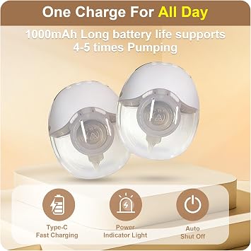 Hands Free Breast Pump, MY-375 Wearable Breastfeeding Pump with 4 Mode &12 Levels, Portable Electric Breast Pump, Strong Suction, Discreet & Smart Display, 19/21/24mm Insert/Flange, 2 Pack (White)