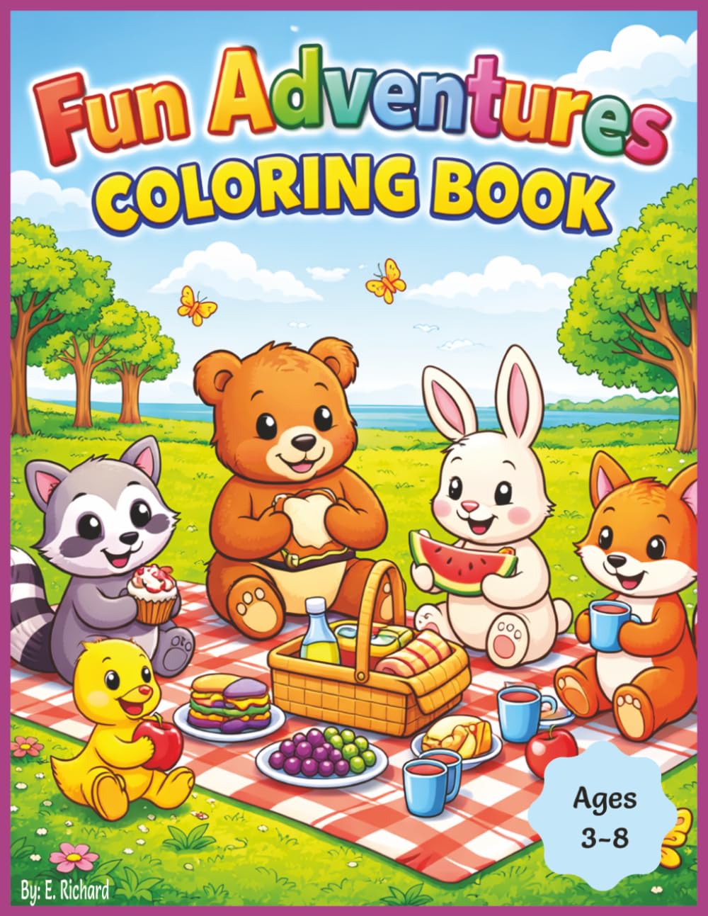 Fun Adventures Coloring Book: Adobe Illustrations for Kids Ages 3–8 | Cute Animals, Simple Designs, and Creative Adventures