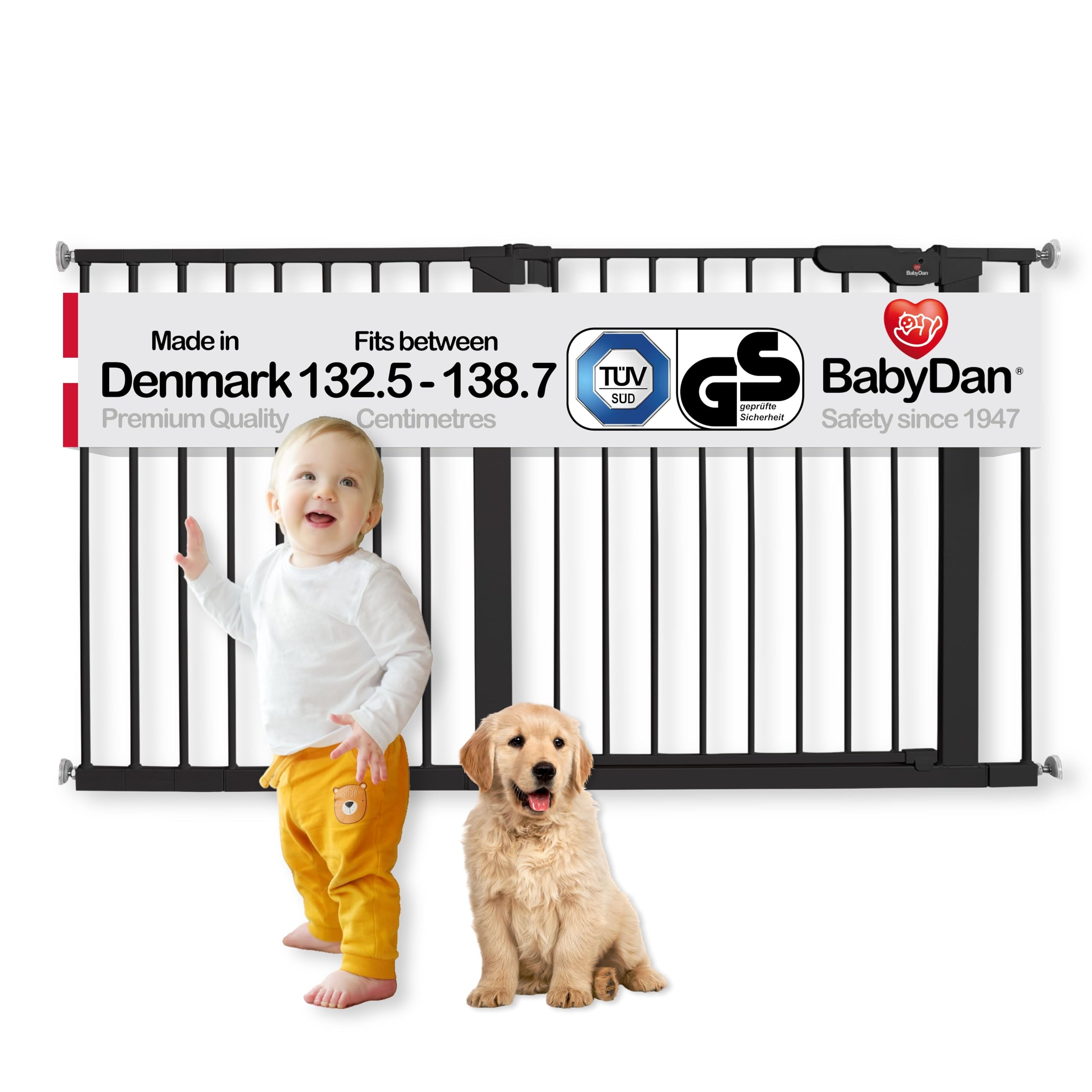 BabyDan Premier, Pressure Fit Stair Gate, 73.5-93.3 cm, Baby Gate/Safety Gate, Metal, White, Made in Denmark - (Pet Gate/Dog gate) — view 16
