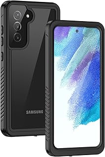 Lanhiem Galaxy S21 Fe 5G Case, Built-in Screen Protector Waterproof Dustproof Case, Full Body Heavy Duty Shockproof Protective Cover for Samsung Galaxy S21 Fe 5G (Black)