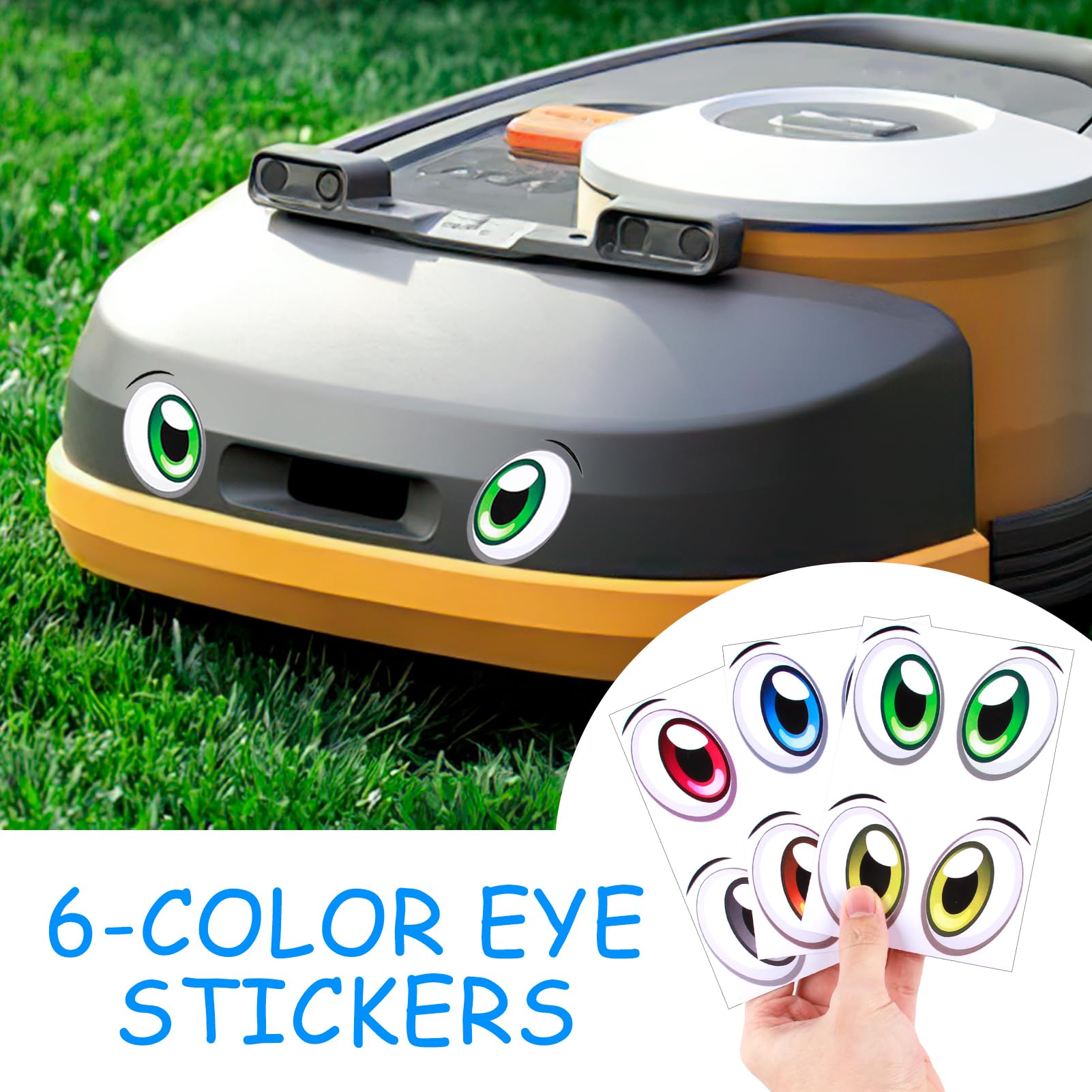 Adesivi Occhi Divertenti Per Robot Tosaerba E Aspirapolvere - Impermeabili E Autoadesivi - Foto 2