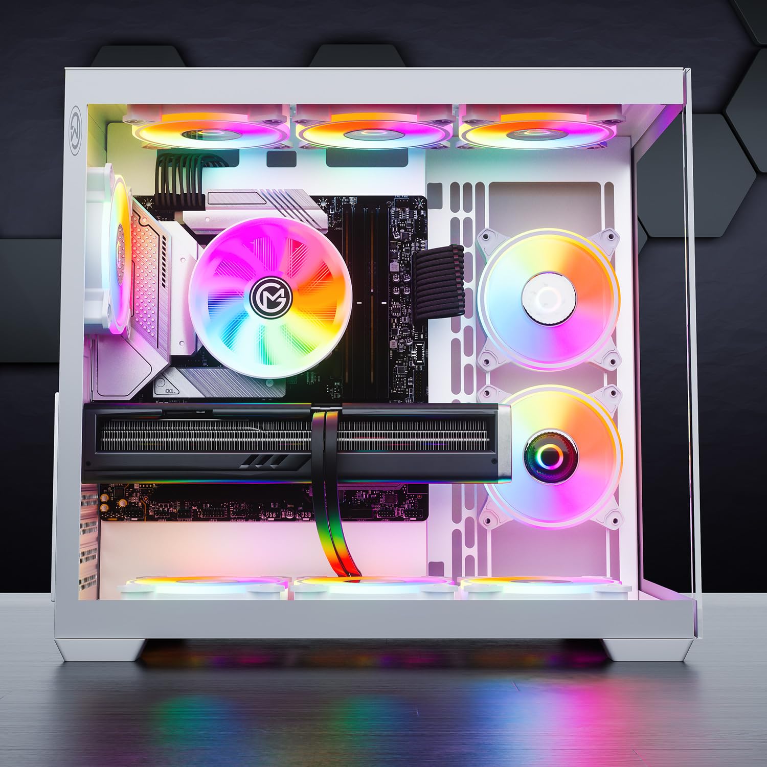 GameMachines Cube Snow Edition - Gaming PC - AMD Ryzen 7 5700X - AMD Radeon RX 9060-1TB SSD - 32GB DDR4 - WLAN - Win 11 Pro