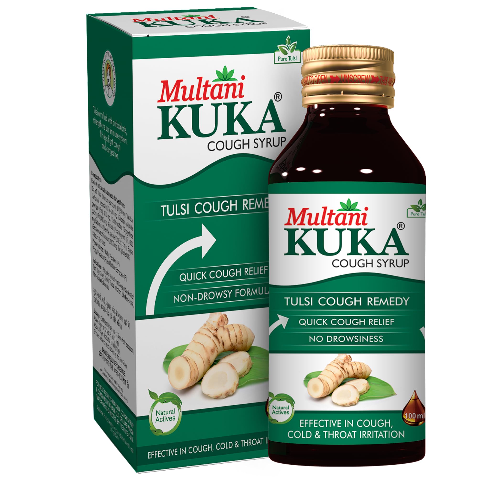 Multani Kuka Cough Syrup | Get Ayurvedic Relief Cough, Cold, and Throat Irritation. | For All Types Of Cold & Cough | Cough Syrup for Dry Cough | Goodness Of Tulsi, Pippali, Satpudina & Other Herbs | 200 Ml