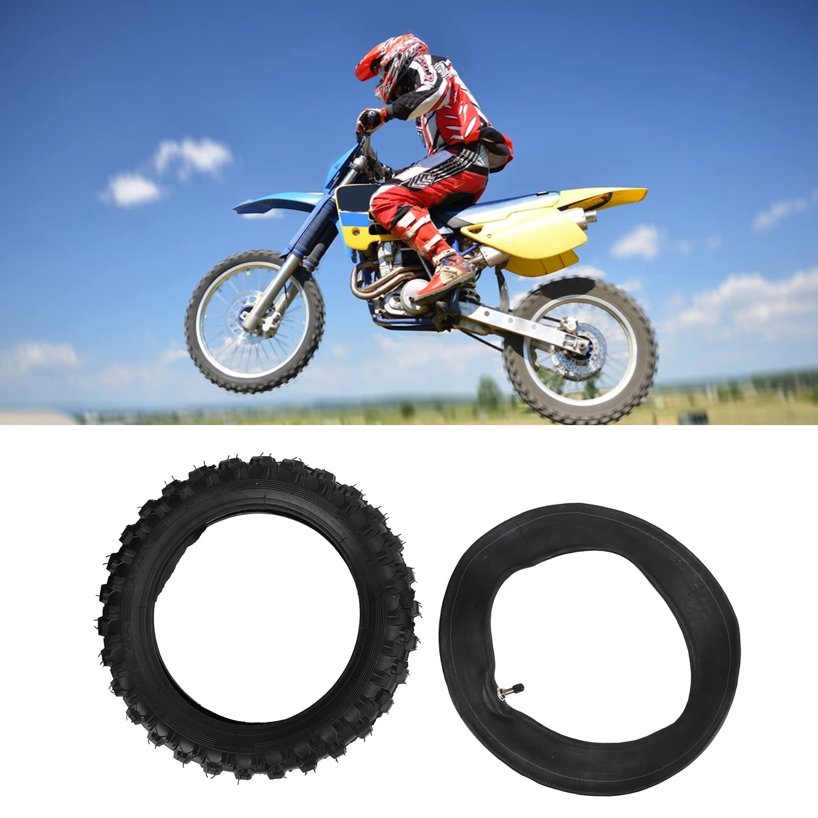 Reemplazo De Llanta Y Cámara De 2.50 A 10 Pulgadas, Caucho Juego De Neumáticos Y Tubos Interiores 10 Pulgadas Ruedas Patinete con válvula recta para motocross CRF50