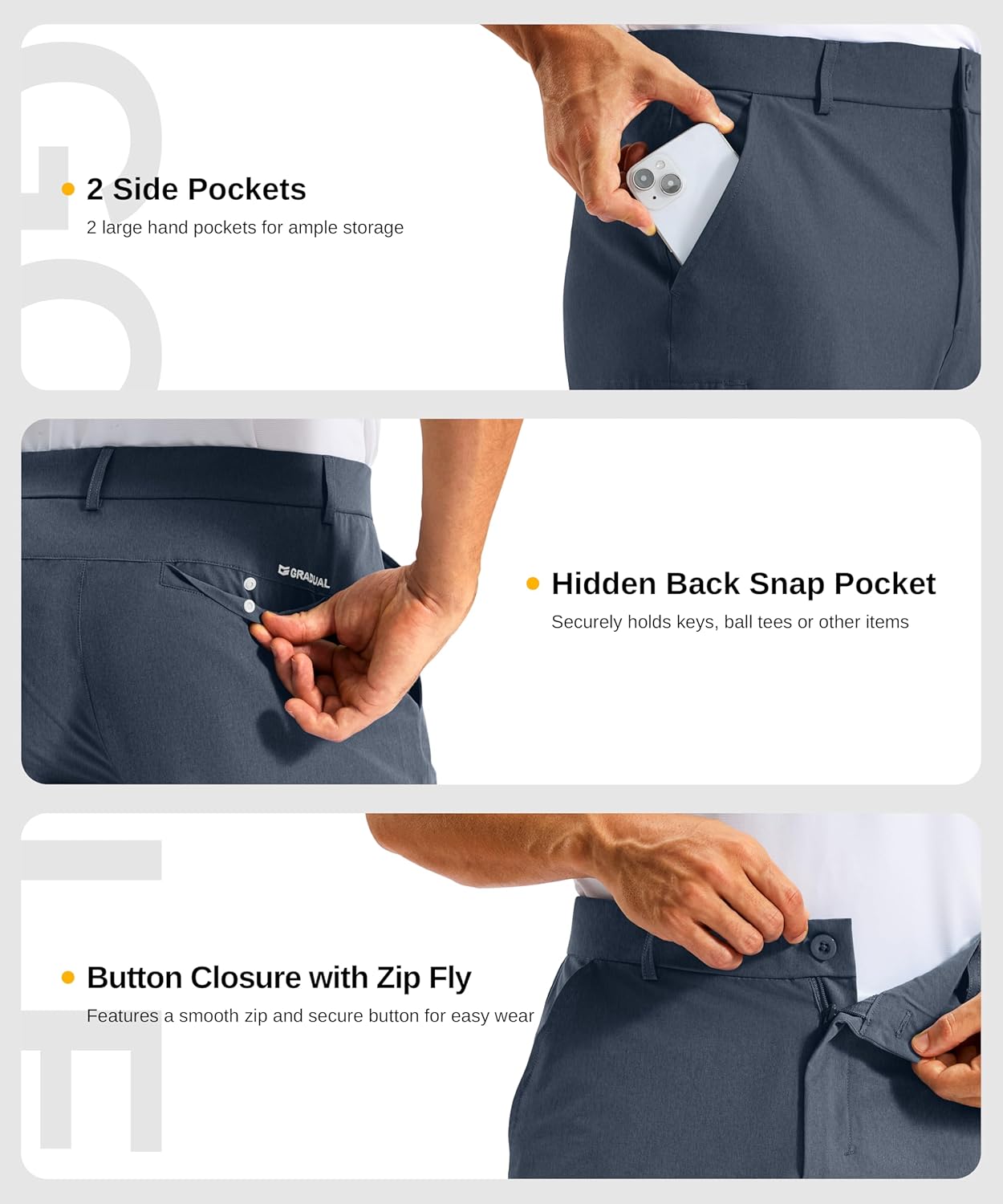 G Gradual Men's Golf Dress Shorts 7 Inch Inseam Lightweight Quick Dry Chino Casual Work Shorts for Men with 4 Pockets - Image 6