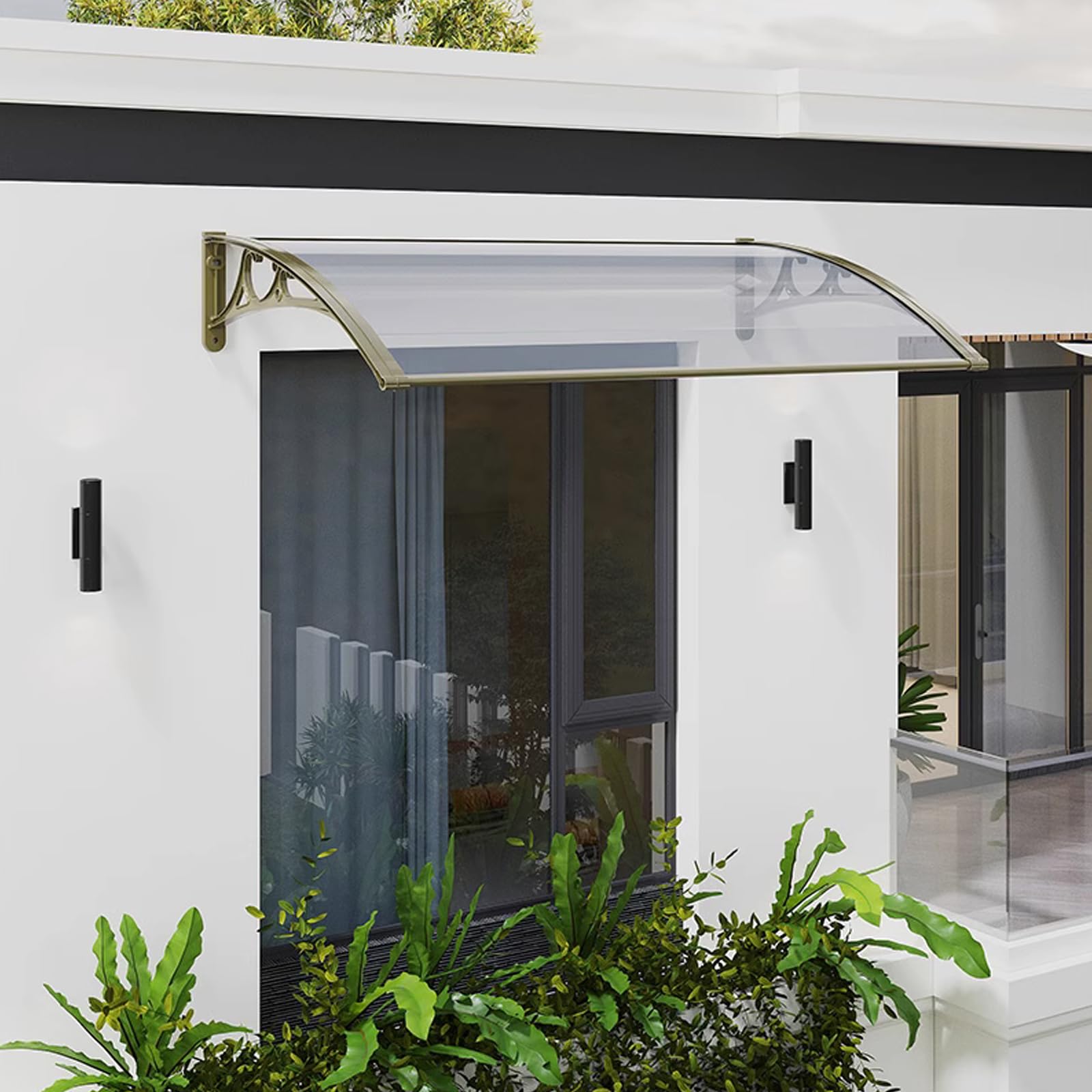 Auvent de porte d'entrée en PC transparent abri de pluie pour balcon