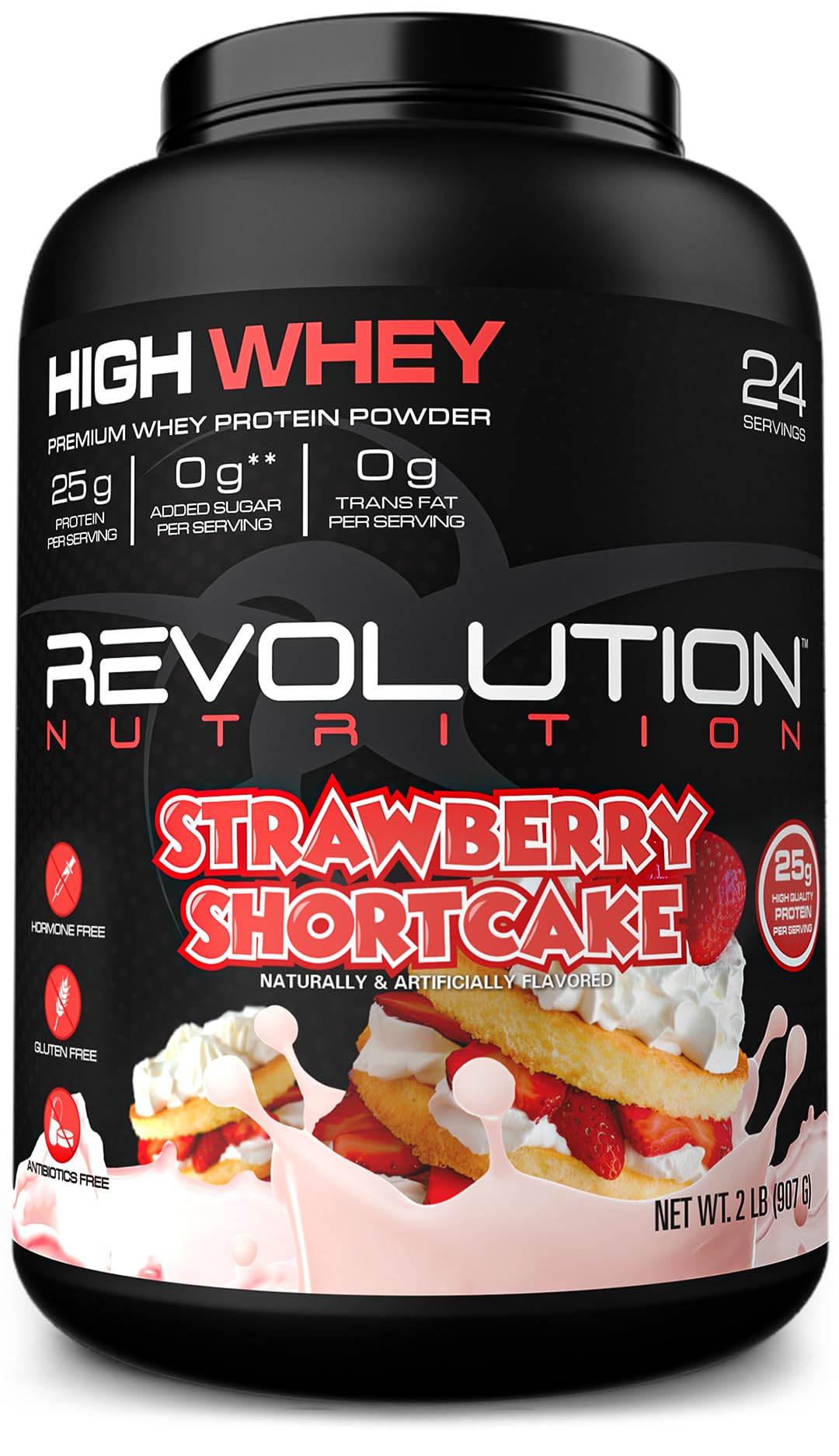 Revolution Nutrition, High Whey, Protein Powder 2LB, Whey Isolate, Gluten Free, Lean Muscle Mass for Men & Women, 25g of Protein Per Scoop, 908 g, 24 Servings (Strawberry Shortcake, 2 Pound)