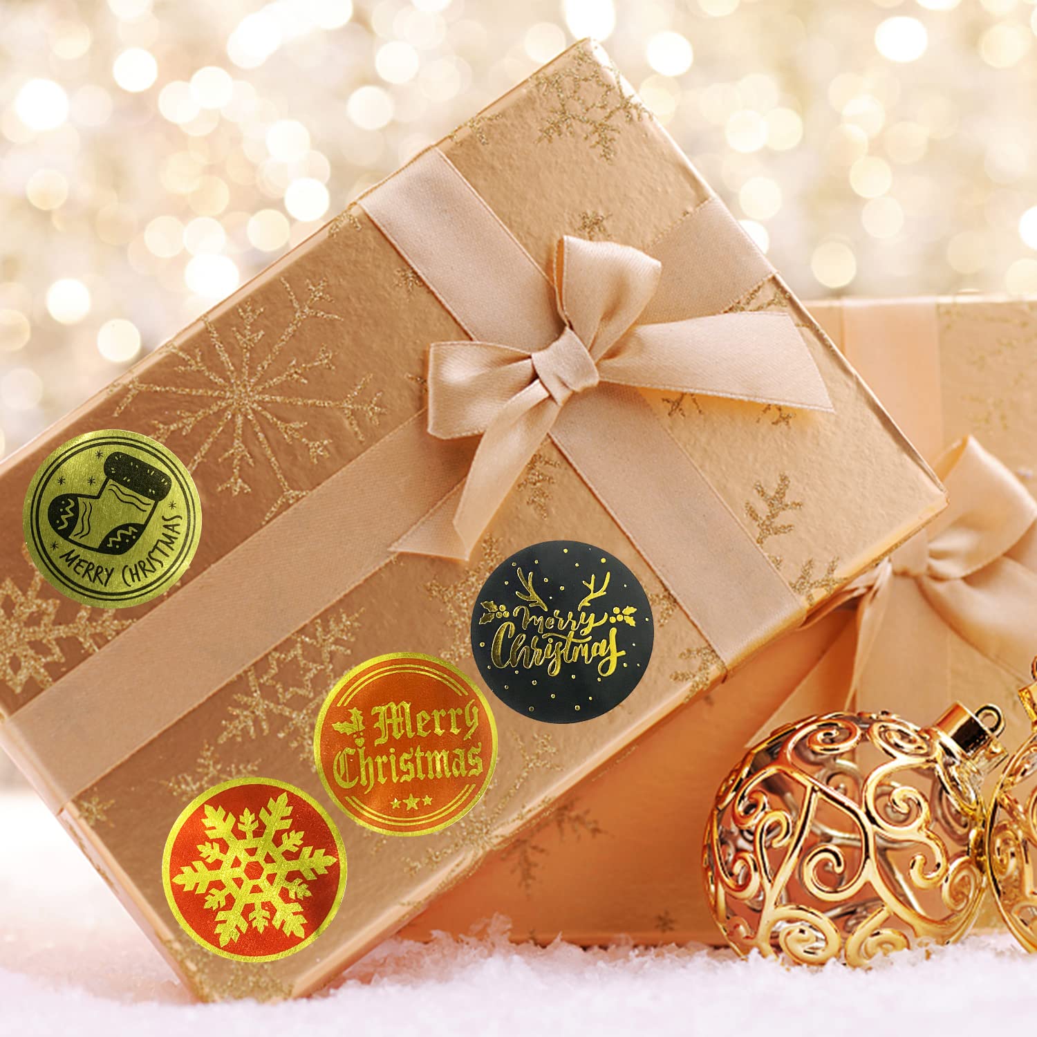 Adesivi Natalizi Rotondi - 1000 Pezzi Con 8 Motivi Festivi Per Decorazioni - Foto 2