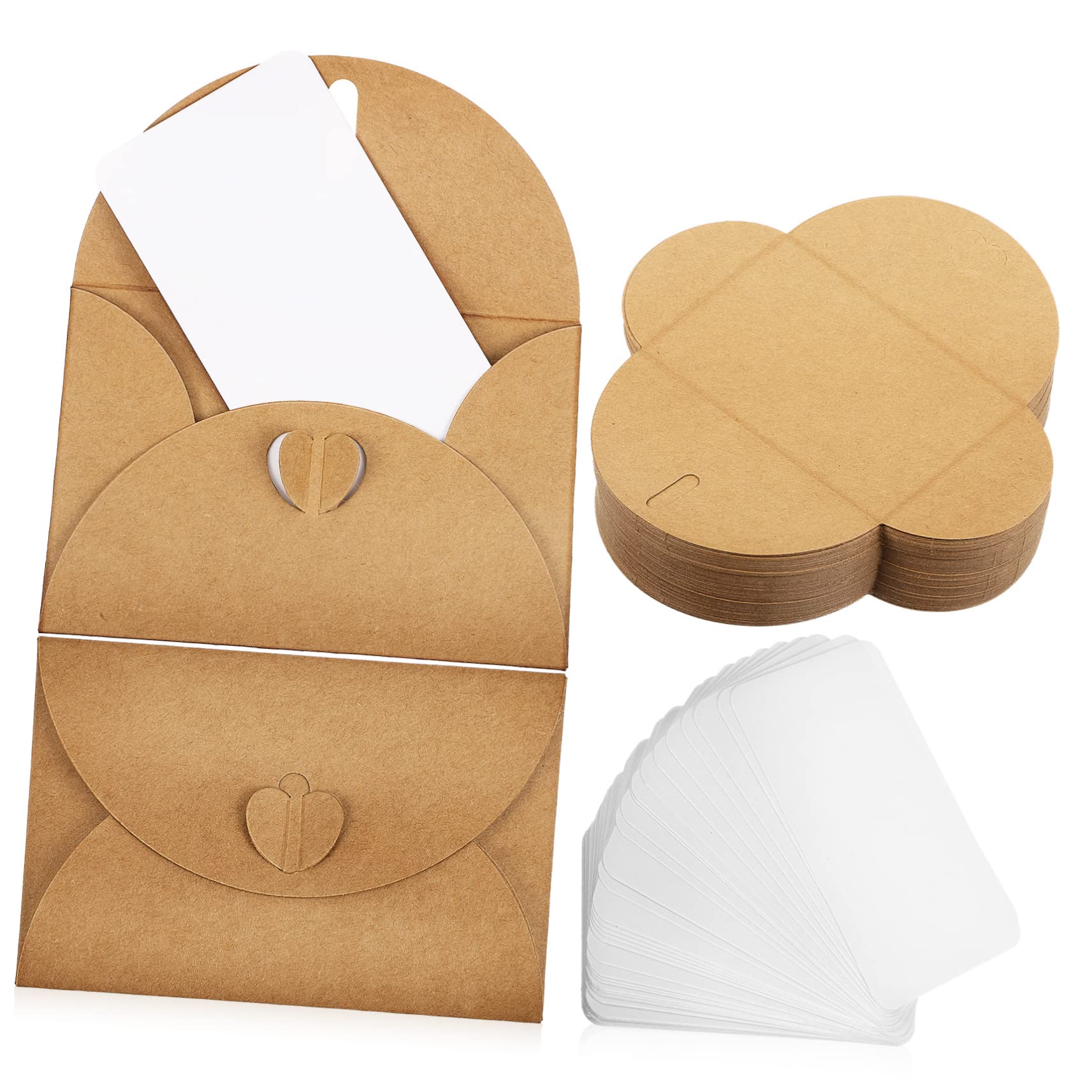 Umschläge im Retro Stil mit Herzverschluss Kraftpapier und Blanko Grußkarten Satz Vintage Umschläge für Dankeskarten und Einladungen
