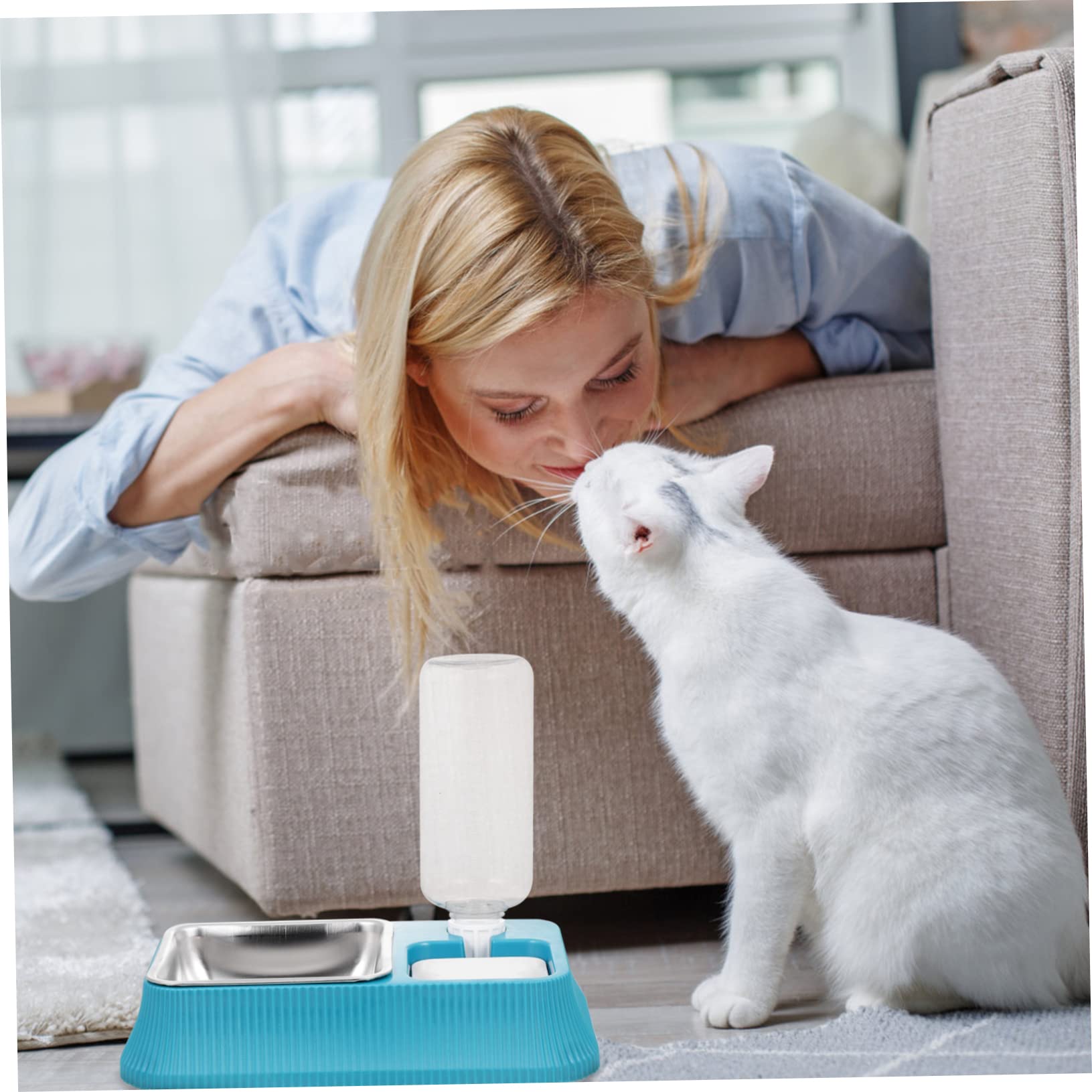 LIOOBO Large Dog Feeder Pet Water Bowl Automatic Refiller -Fall Feeder Detachable Bowl Safe for Pet's Health