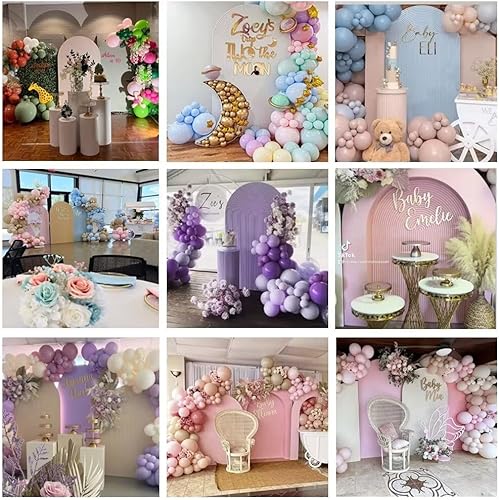 Miniatura 3 de Cubierta de telón de fondo de tela arqueada con ondas amarillas claras para cumpleaños, 2.5 x 6 pies, marco arqueado elástico de doble cara,