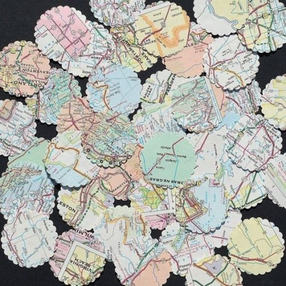 100 Confettis Papier Aventure Tour Du Monde KASESSS - Décoration Table, Thème Bleu, Pour Anniversaire, Mariage, Fête