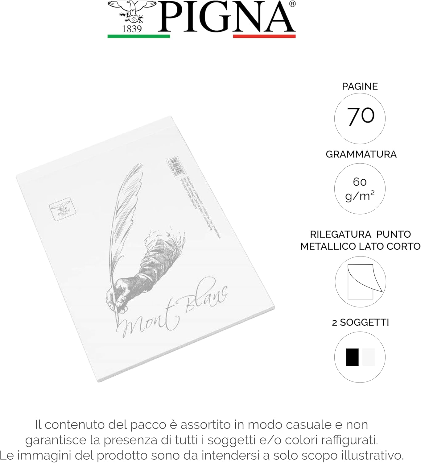 PIGNA 0229120bi A5 Notepad with Point Metallic, 70 Sheets, 15 x 21 cm