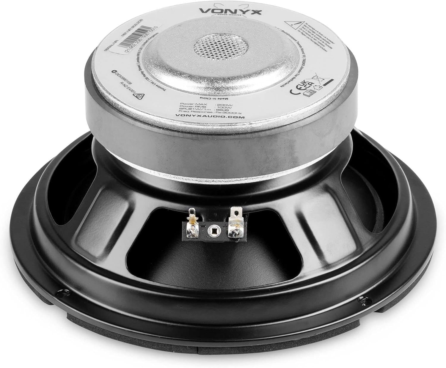 VONYX WP20 Haut-Parleur de Graves - Cône 8 Pouces (20cm), 250 Watts Max, Suspension Mousse, Bobine Résistante à la Chaleur, Idéal pour Enceinte HiFi ou HP de Remplacement