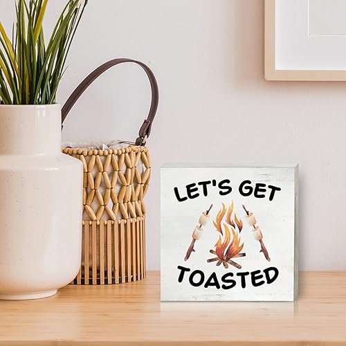 Miniatura 5 de Cartel de madera tostada para camping, decoración del hogar, rústico, camping, fogata, caja de madera, placa de bloque para decoración de escritorio