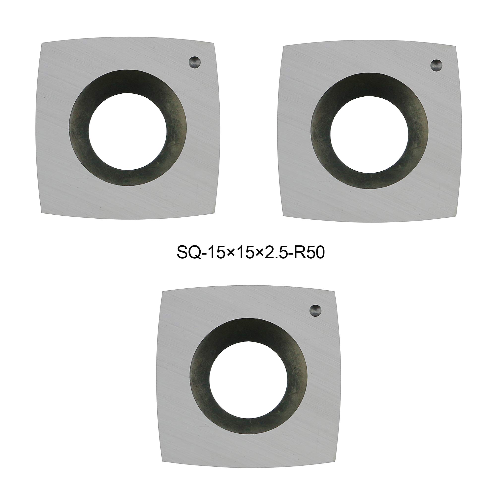 DLtools 2"Radius Carbide Insert Cutters(15X15X2.5-R50)4-Edge for Full and Pro Size Rougher Lathe Woodworking/Wood Turning Replacement (3pcs)