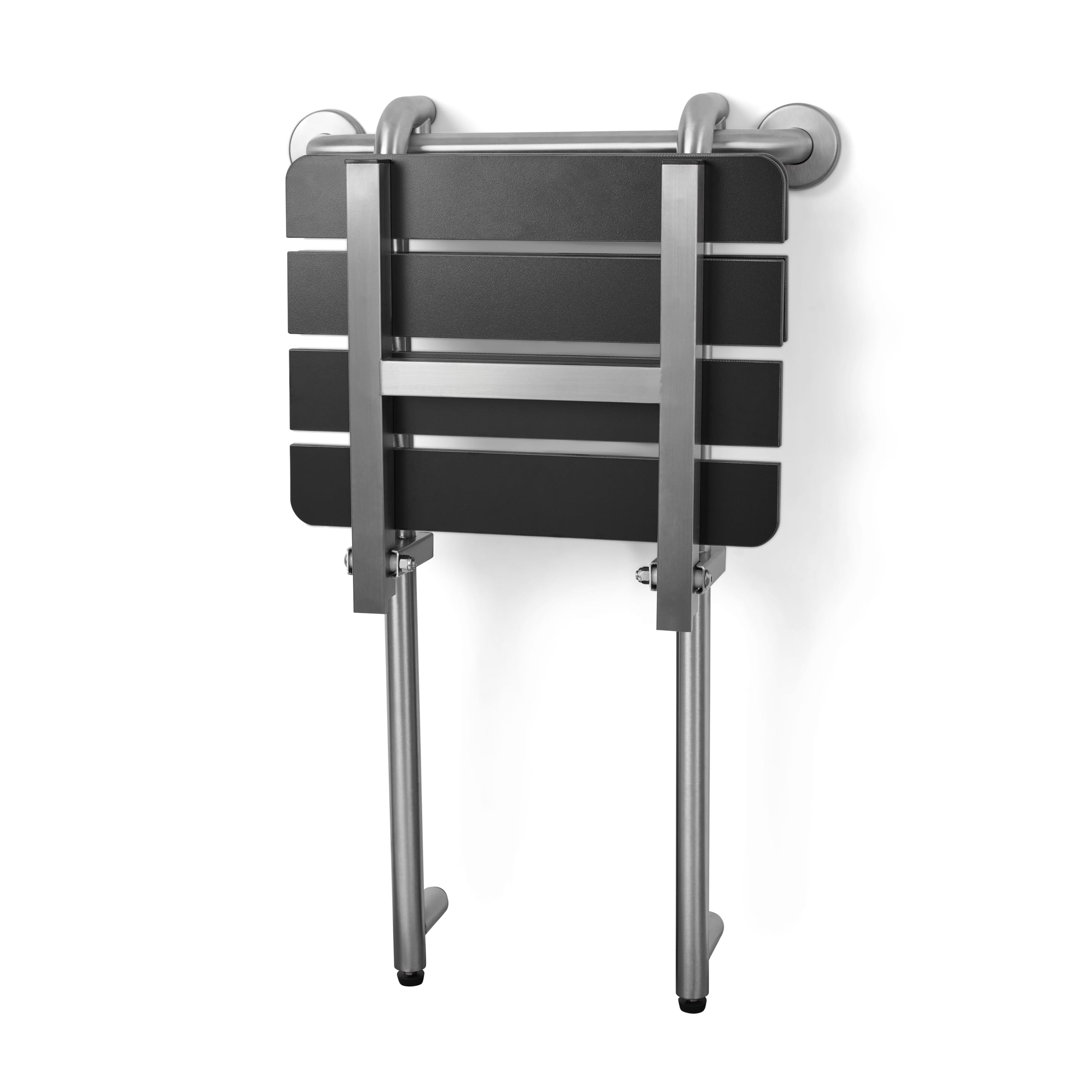 Banco de Ducha portátil para Colgar con Barra de Agarre de 18 Pulgadas, Soporte de Barra de Agarre, Acero Inoxidable, Negro
