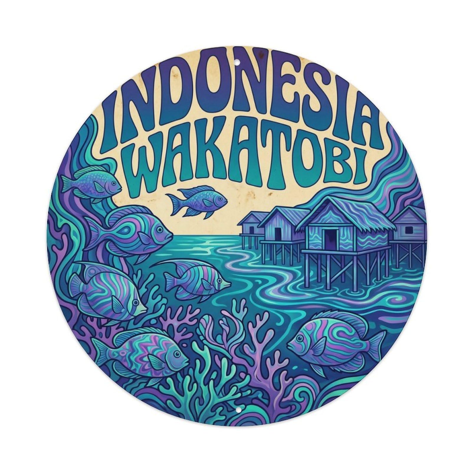 Indonesia Wakatobi Beach Destination Seaside Coast Metal Tin Sign