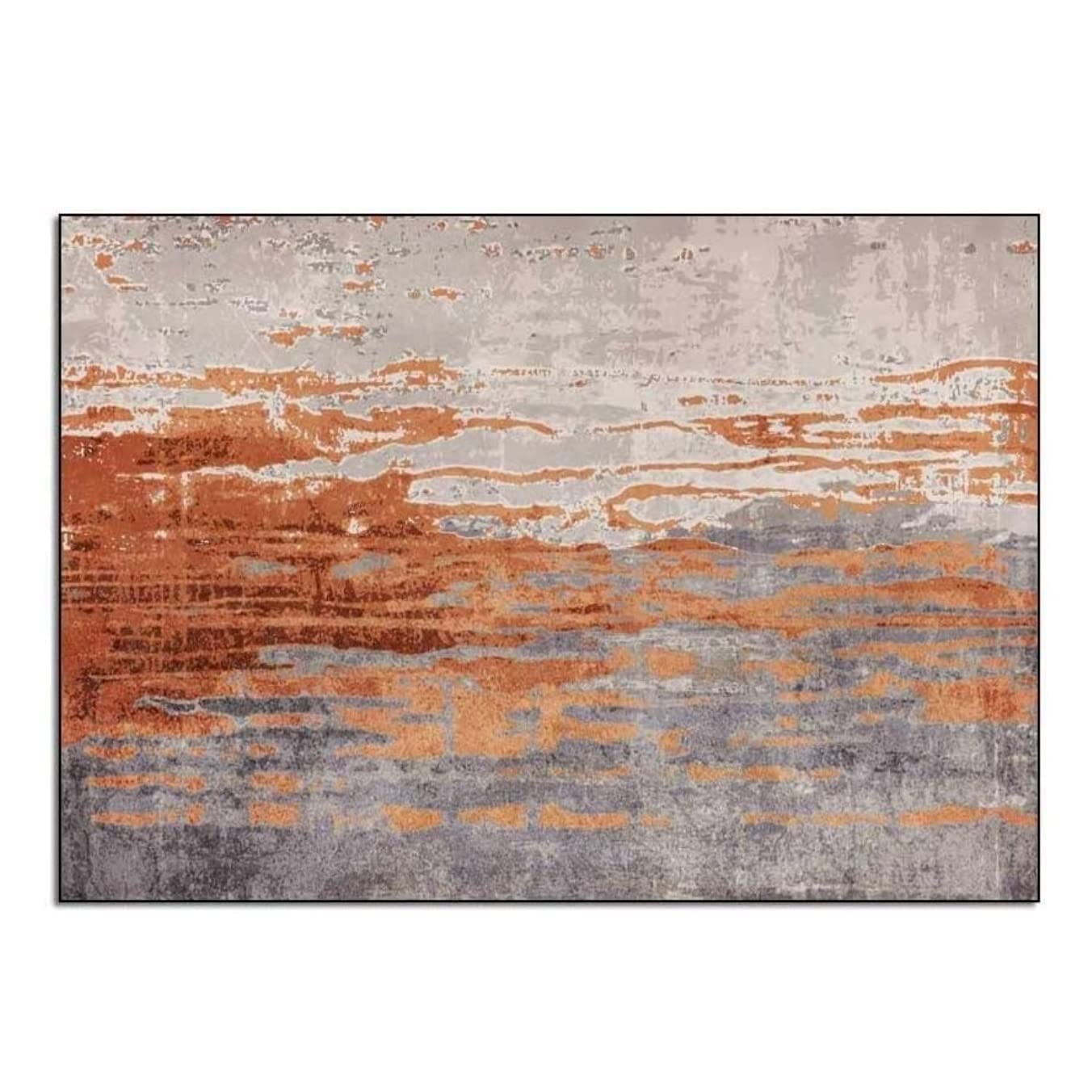 Tapis doux à rayures orange et confort moelleux pour salon