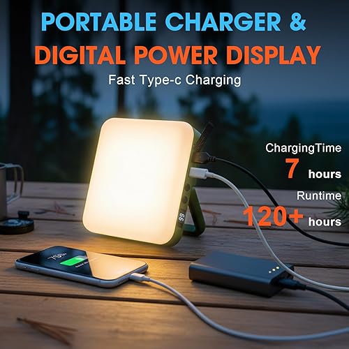 Miniatura 6 de Linterna LED recargable para campamento, 10,000 mAh, luces de campamento portátiles de hasta 90 horas y 4 modos de luz, IPX5 impermeable, esenciales