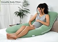 Vista 5 de QUEEN ROSE - Almohadas refrescantes para embarazo en forma de U, almohada corporal completa de maternidad para soporte de embarazadas, rayón