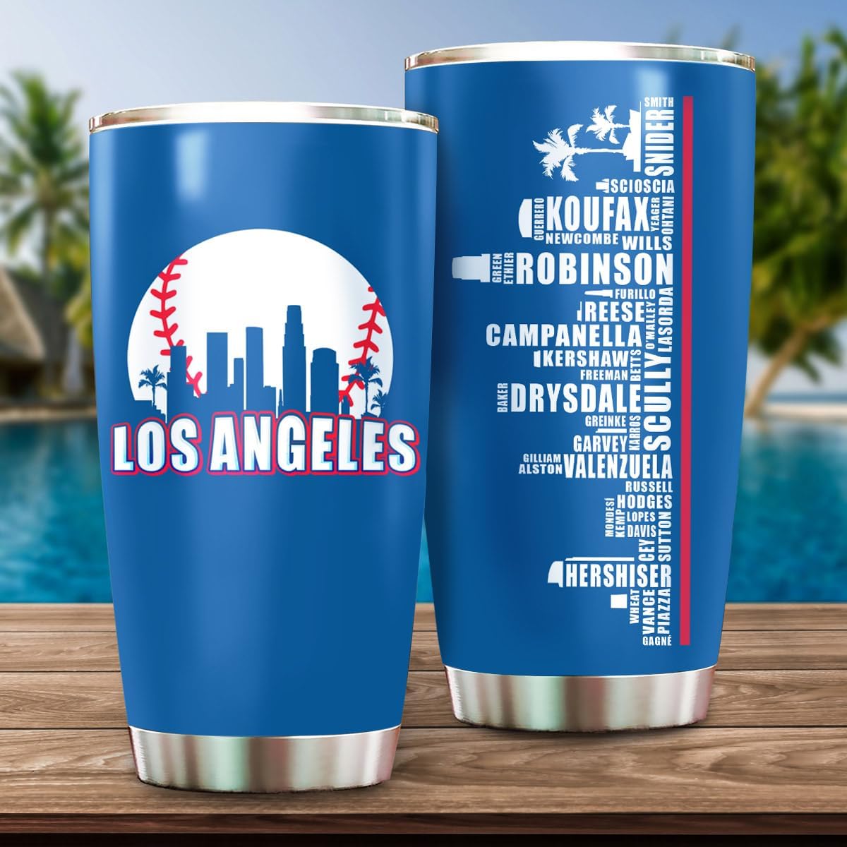 Schian Los Angeles City Skyline Legends Baseball Tumbler - Coffee Mug Insulated Tumbler With Lid - Mother's Day, Father's Day, Birthday, Christmas Gifts For Fans - 20 Oz| Stainless Steel - Image 4