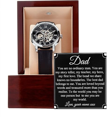 To My Dad Openwork Watch, Watch Gift for Dad from Daughter, Son to Dad Gift, Father's Day, Dad Birthday Gift, The Men's Openwork Watch with Mahogany