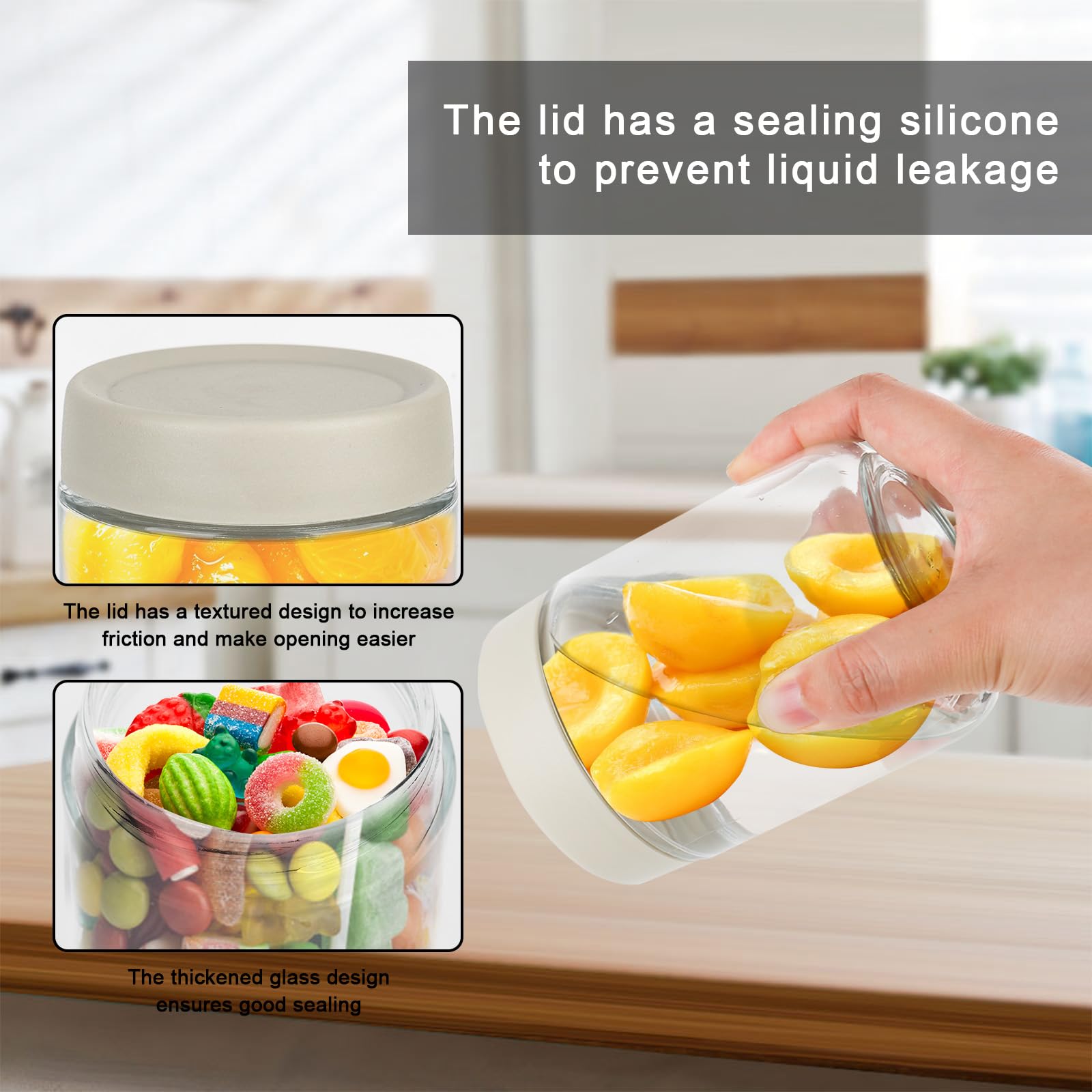 Lot De 4 Bocaux En Verre Borosilicate 400ml Avec Couvercles Silicone - Pour Overnight Oats, Meal Prep, Micro-ondes Et Lave-vaisselle