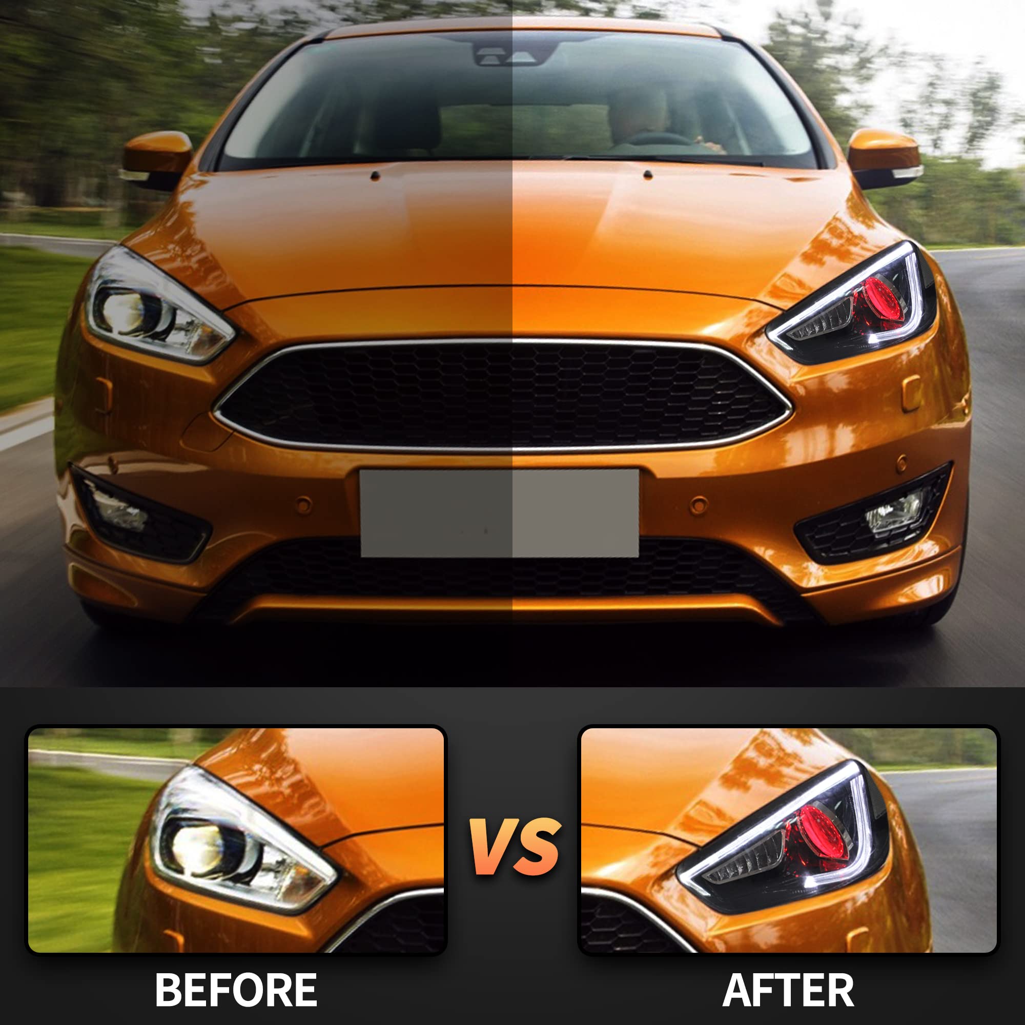 VLAND Headlights for Focus MK3 ST RS 2015-2018 Front Lights (DEMON