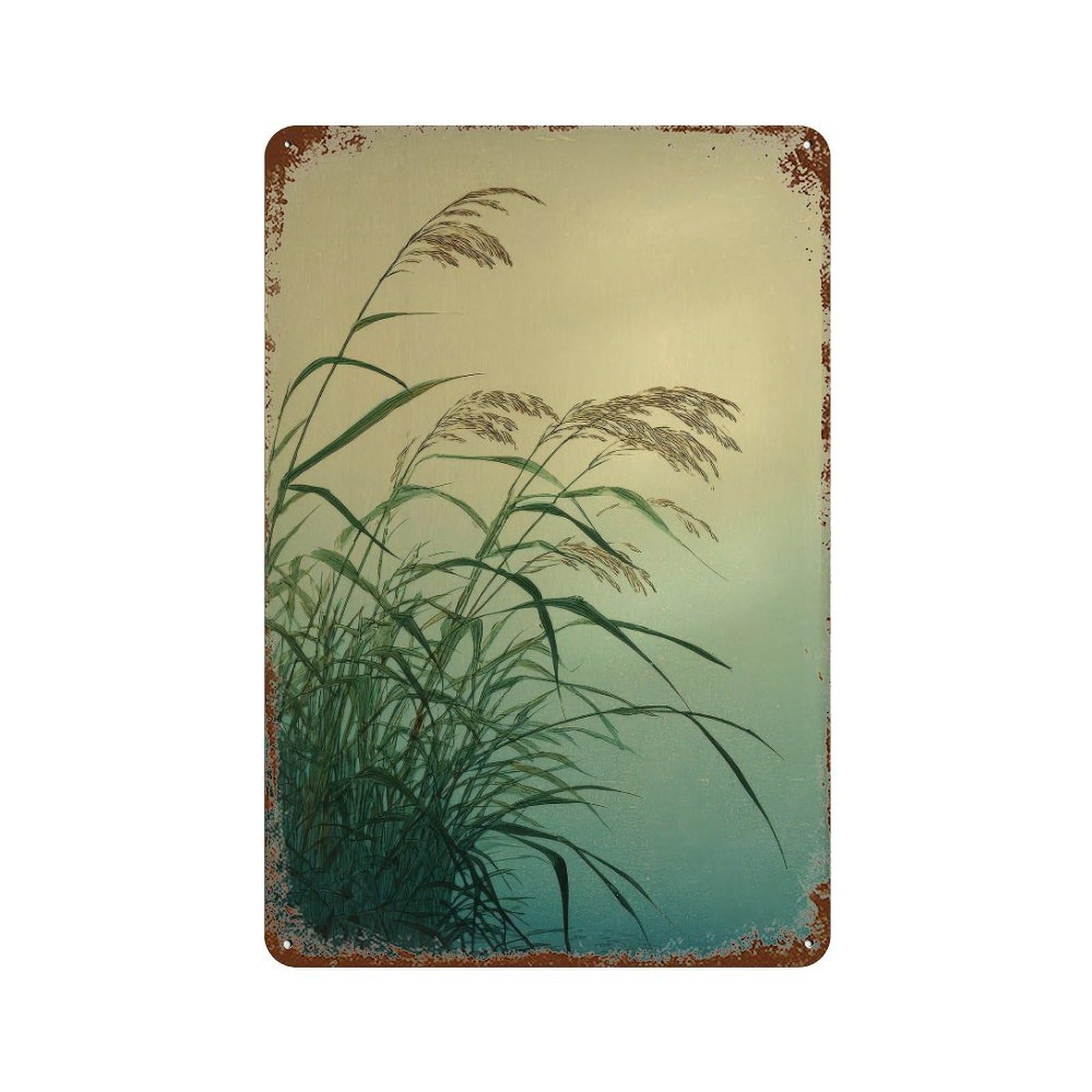 xiaoxiaoshen Reeds And Grasses. Japanese Sumi Wall Decor Art Metal Tin Poster Modern Home Decor Art Home Bar Shop Decorations Vintage Sign 30x20cm