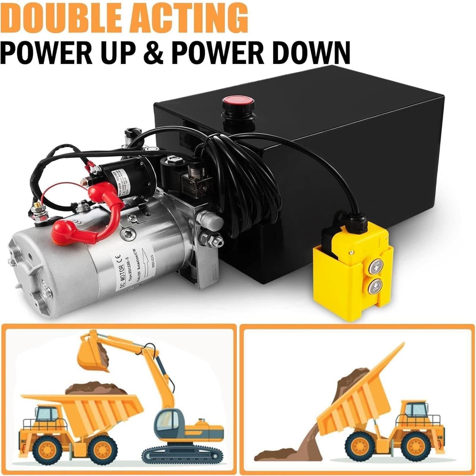 Pompe hydraulique à double effet 12 V CC, unité de puissance hydraulique
