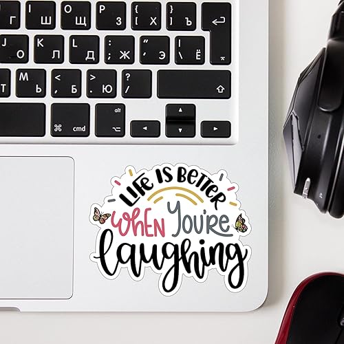 Miniatura 3 de (3 piezas) Life is Better When You're Laughing - Calcomanía motivacional para vaso, frase sarcástica divertida frase inspiradora, calcomanía de