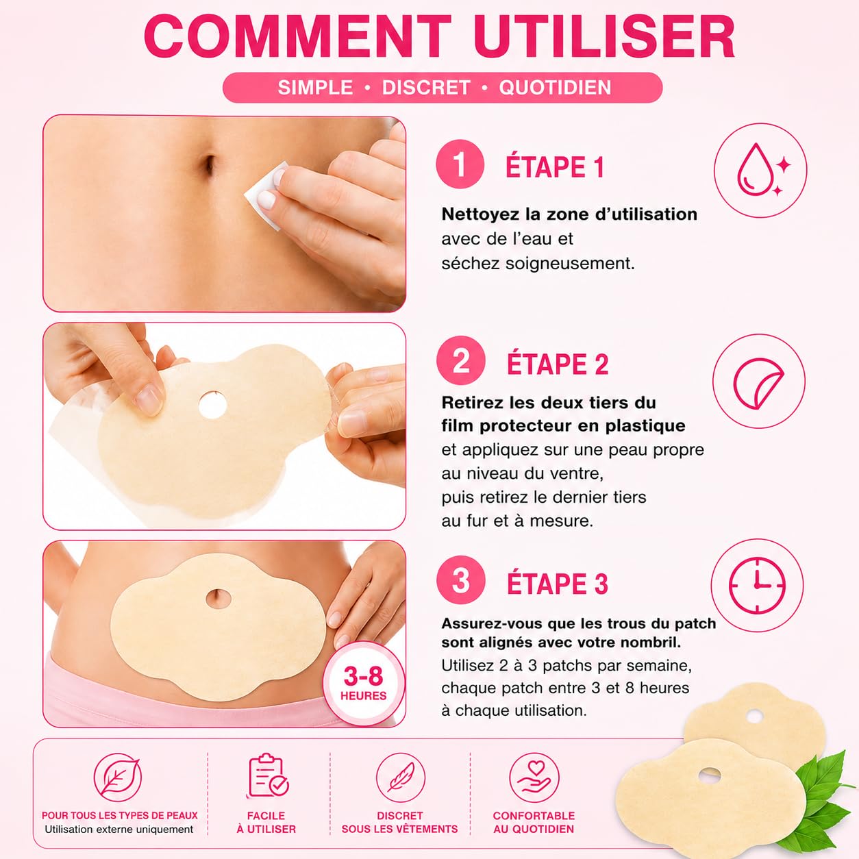 Schlankheits-Pflaster für flachen Bauch, 100 Einheiten: Anti-Cellulite-Pflaster, wärmend, für Damen und Herren, straffend, Körper-Silhouette, schmale Größe: Orangenhaut, Bauch, Oberschenkel, Gesäß