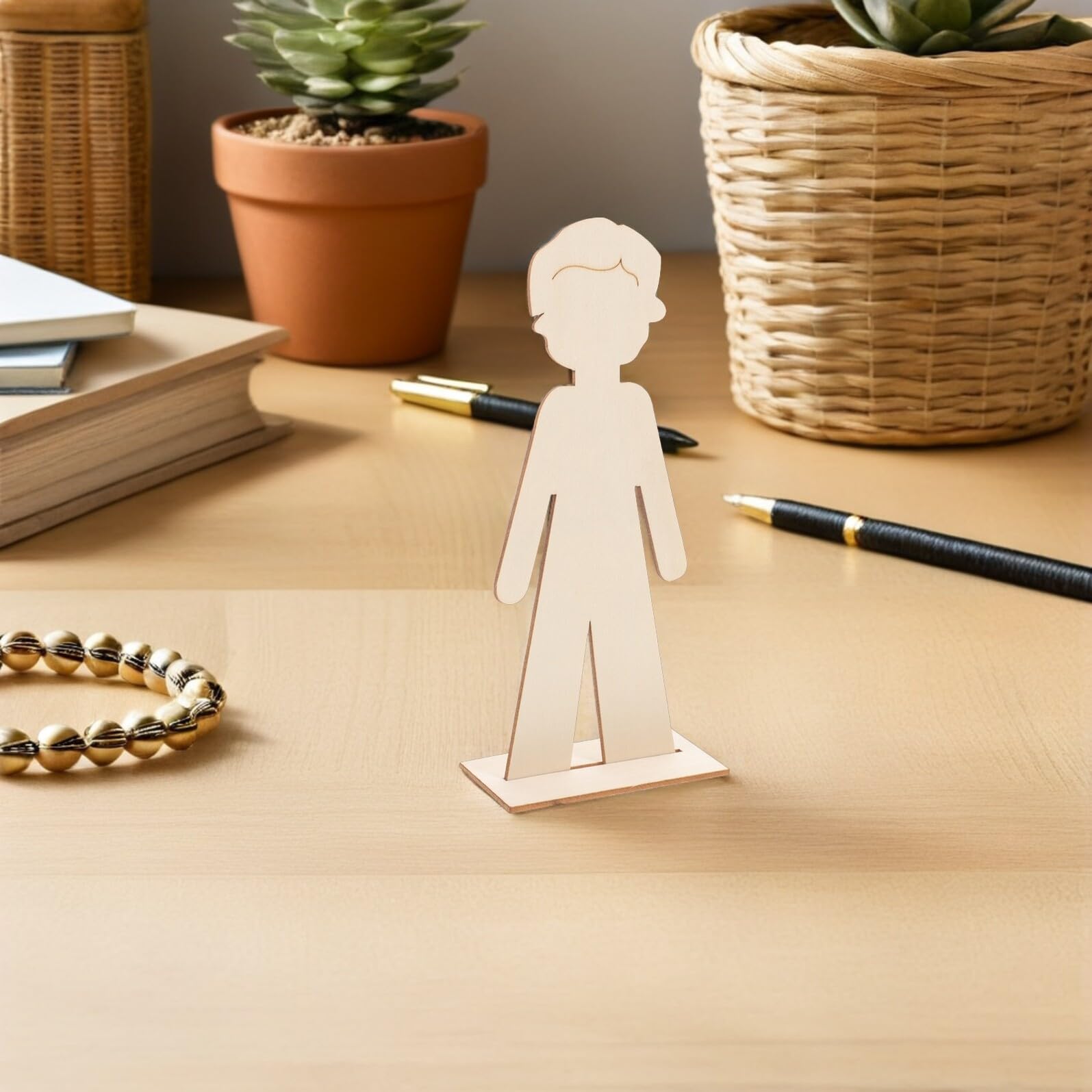 Angoily de Recortes de Madera sin Terminar Forma de Niño Beige 40 Piezas Segura y Duradera para Manualidades Escolares y Decoración Creativa