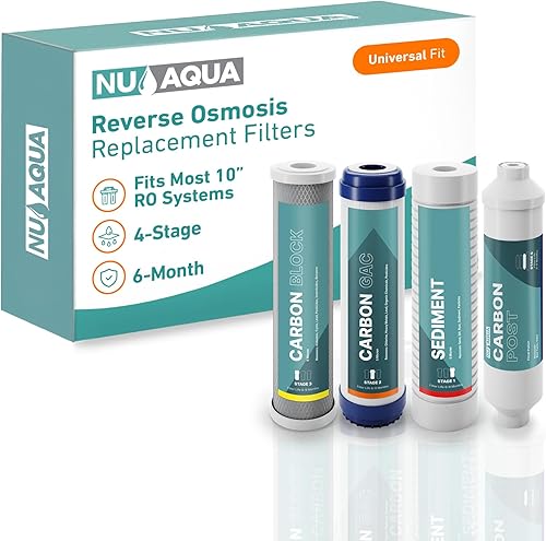 NU Aqua Juego de reemplazo del sistema de filtro de agua de ósmosis inversa  Kit de 4 etapas para debajo del fregadero  Incluye sedimentos, filtros