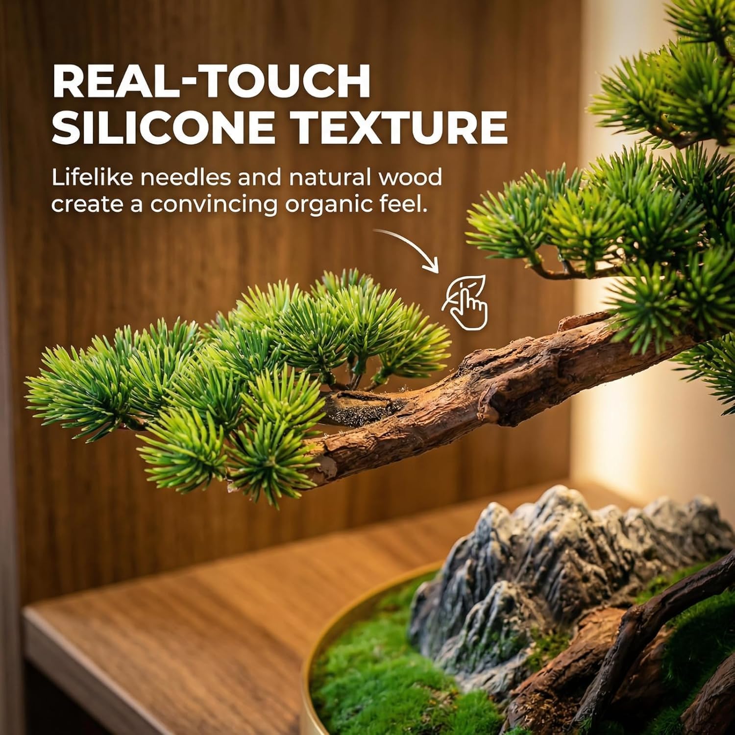 Grande Bonsai Artificiale con Radici in Vero Legno - Pianta Decorativa di Pino Finto per La Casa E Lufficio, Perfetta per Il Soggiorno E La Scrivania. E 23.6in(60cm)