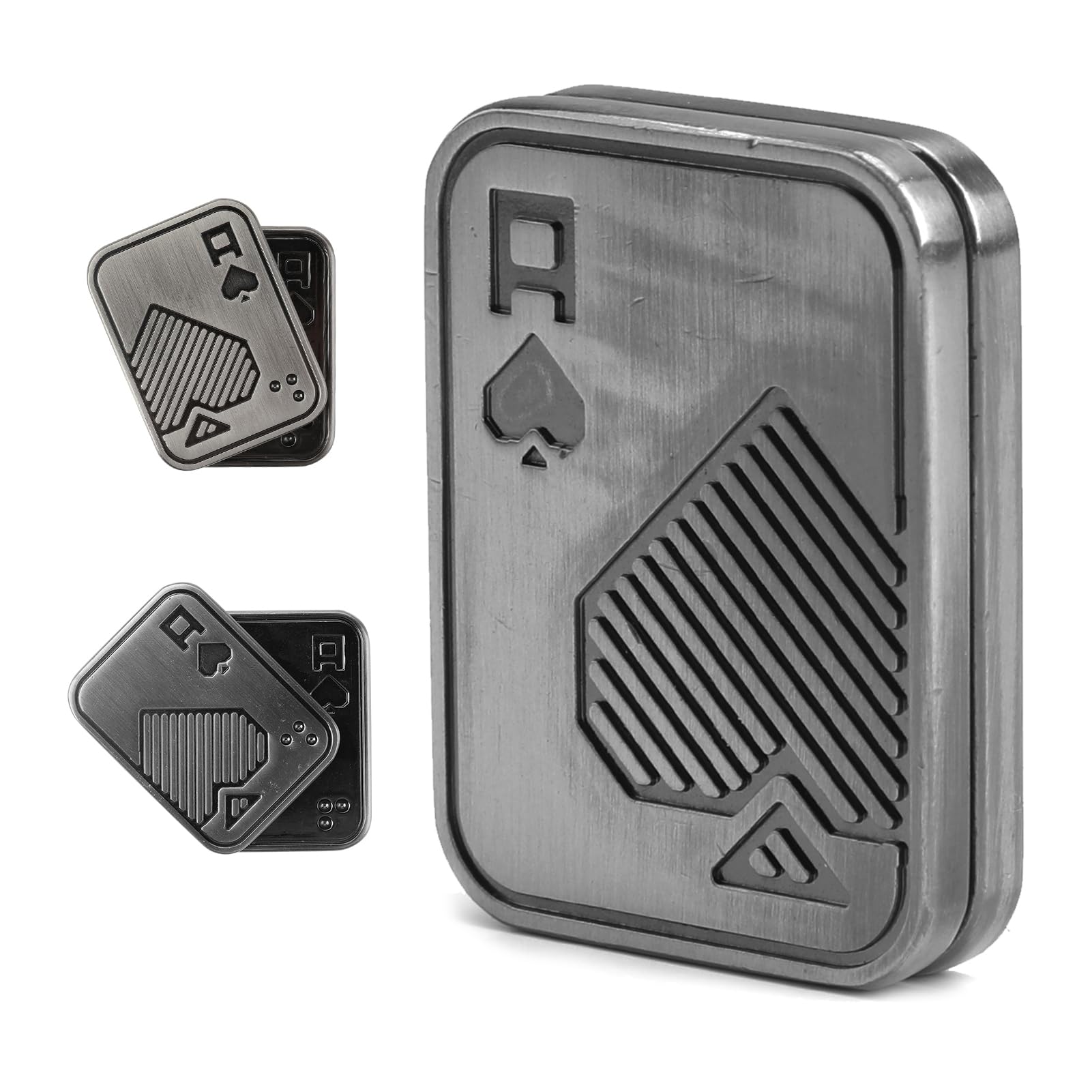 JUDIXY Fidget Slider Aus Metall – Gun Grey, Magnetisch, Zum Stressabbau, Für Erwachsene, Mit Aufbewahrungstasche